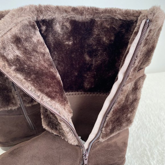 Michael Kors NWOT Women's Faux Fur Mid Calf Suede Boot, Side Zip, Brown, Size 5 - Picture 7 of 9